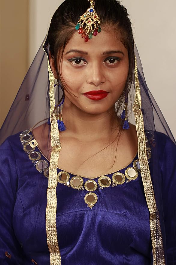 Designer Blouse and Lehenga style long Skirt with Mirror work