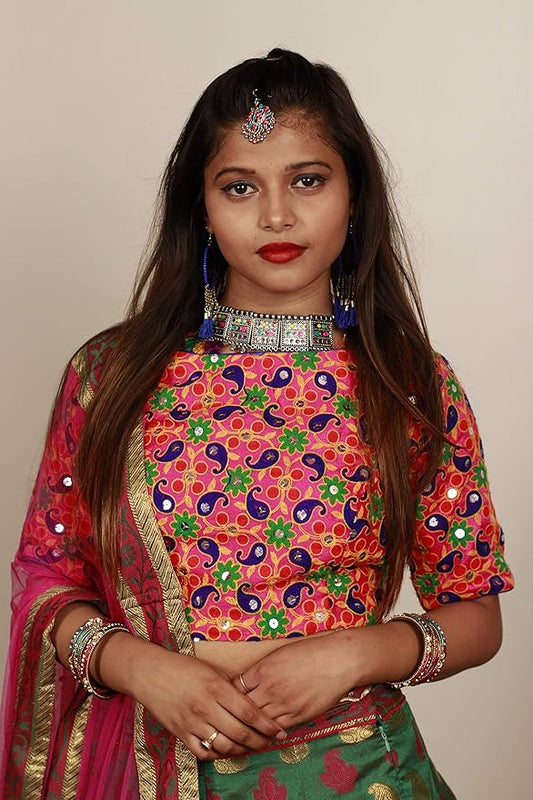 Designer Lehenga with Blouse and Chuniri for women(Hand work stich on Blouse)