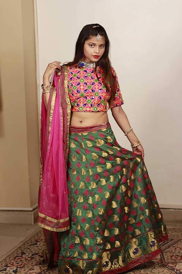 Designer Lehenga with Blouse and Chuniri for women(Hand work stich on Blouse)